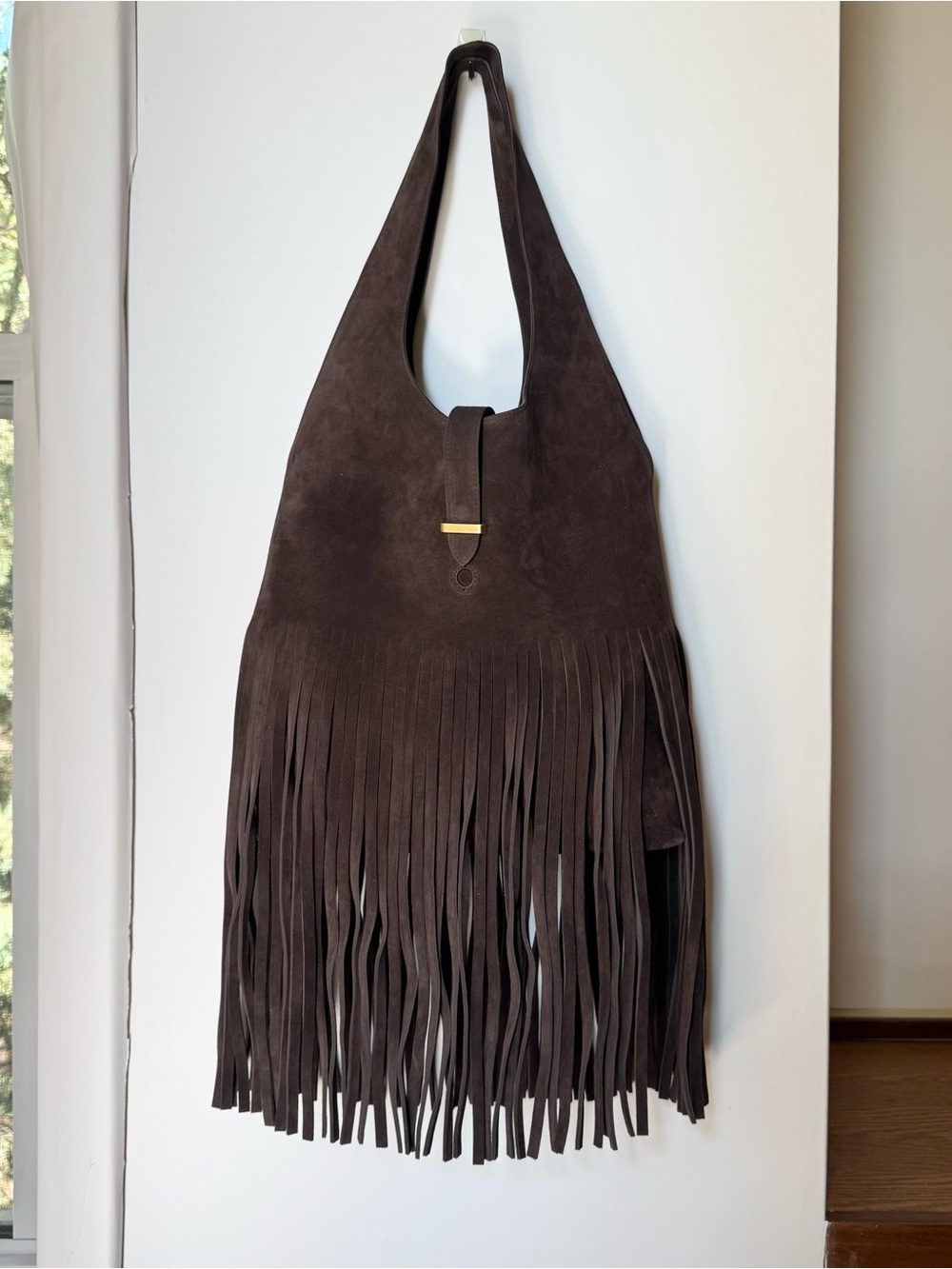 NWT Reformation Ivy Fringe Tote Bag Boss Brown Suede - Picture 3 of 17